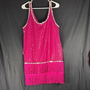 Fun Costumes Pink Sequin Fringe Dress
